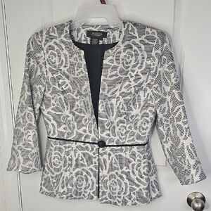 Peck & Peck Women's Black and White Gingham Flora Blazer Single Button Size 6